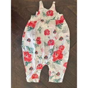 Wes and Willy Ohio State Girls Floral Game Day Romper Size 12 Months